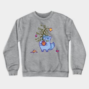 Raccoon with a christmas tree Crewneck Sweatshirt